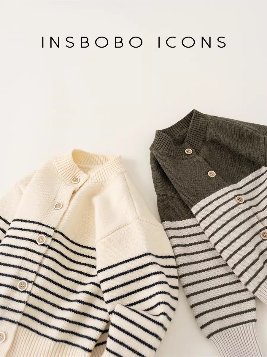 Áo len trẻ em INSbobo thu đông 2025 kiểu mới, áo len bé trai, áo khoác cardigan bé gái phong cách Hàn Quốc, kiểu dáng thường ngày