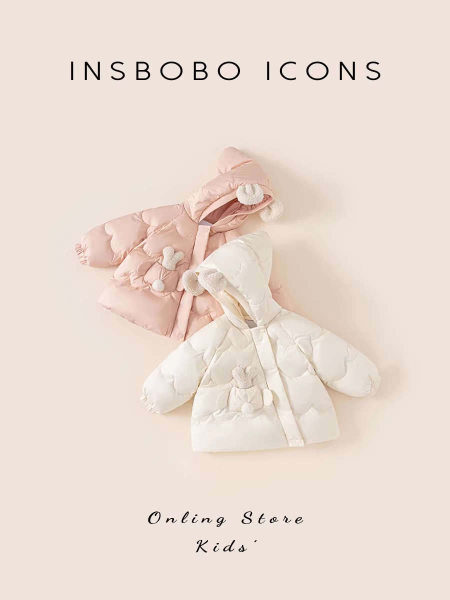 Áo khoác lông vũ trẻ em, áo khoác lông vũ bé gái, áo khoác lông vũ bé gái, áo khoác lông vũ bé gái nhỏ, 90% lông vịt trắng, giữ ấm mùa đông