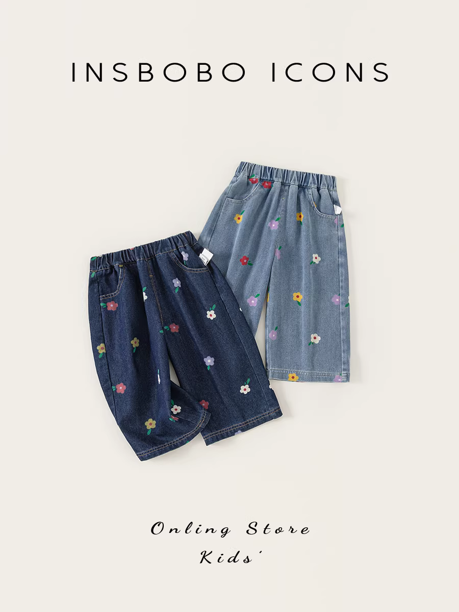 Quần bé gái INSbobo kiểu mới thu đông 2025, quần jean bé gái, quần thẳng trẻ em, quần áo trẻ em xuân thu