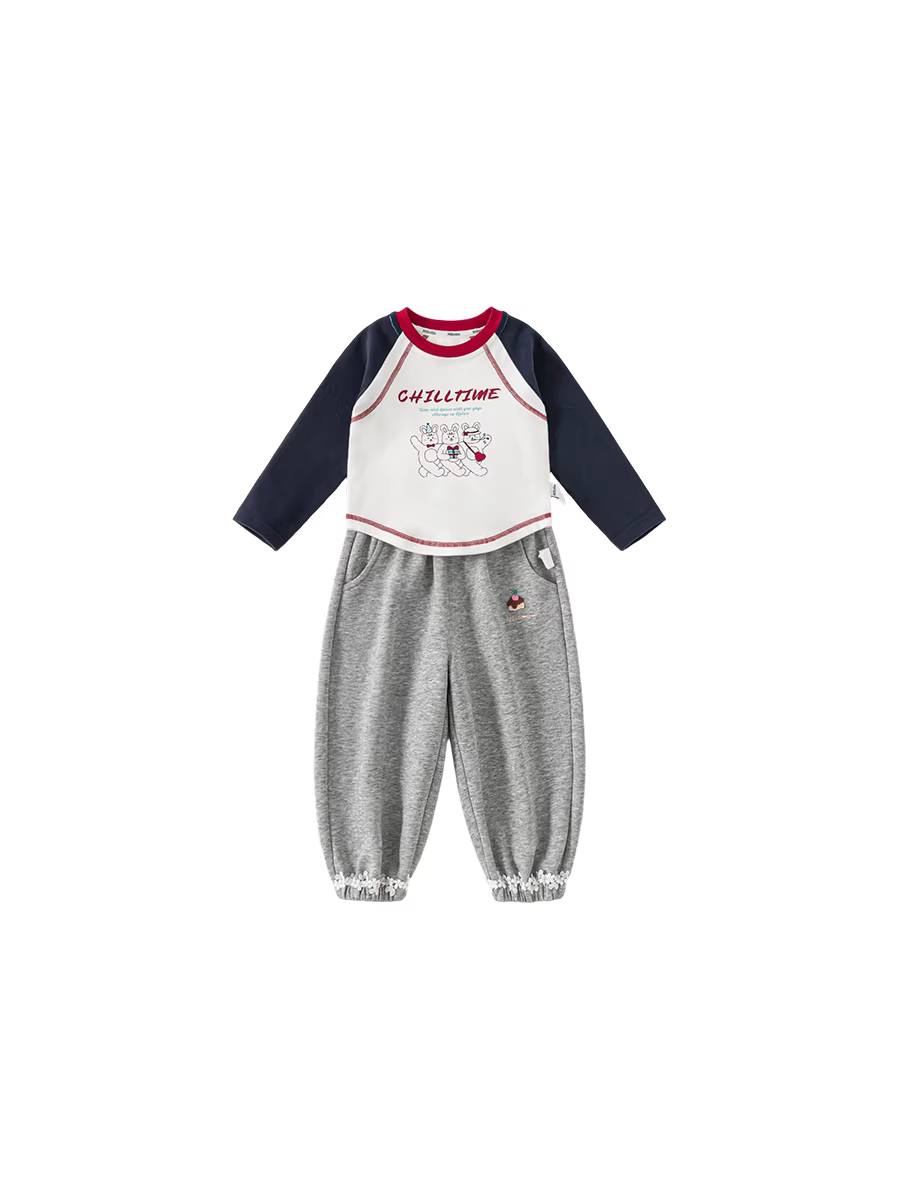 Bộ đồ bé gái INSbobo thu đông 2025, thời trang mới, quần áo trẻ em xuân thu, đồ thể thao thời thượng cho bé gái