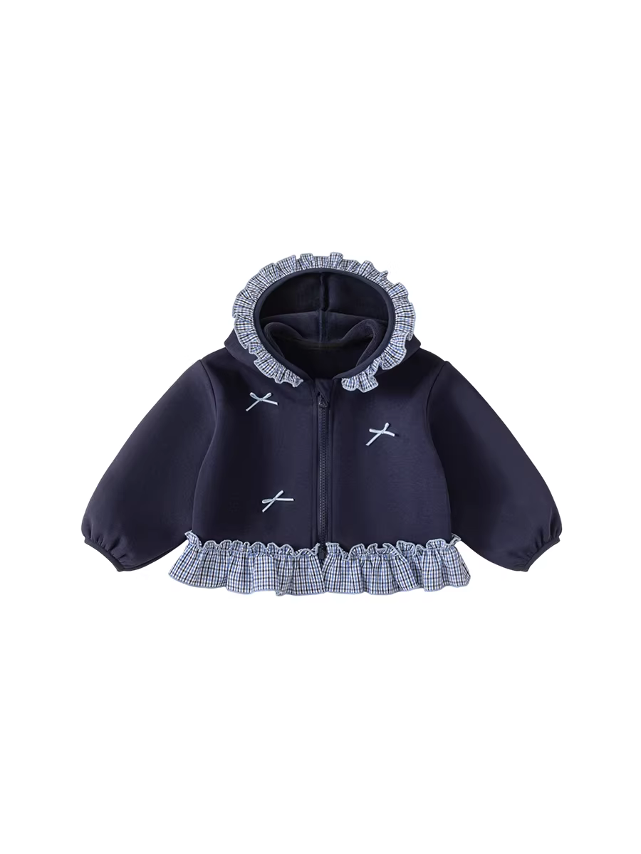 Áo khoác bé gái INSbobo mùa đông 2025 kiểu mới, lót lông cừu dày dặn, thời trang trẻ em, áo ấm mùa đông hợp xu hướng cho bé gái