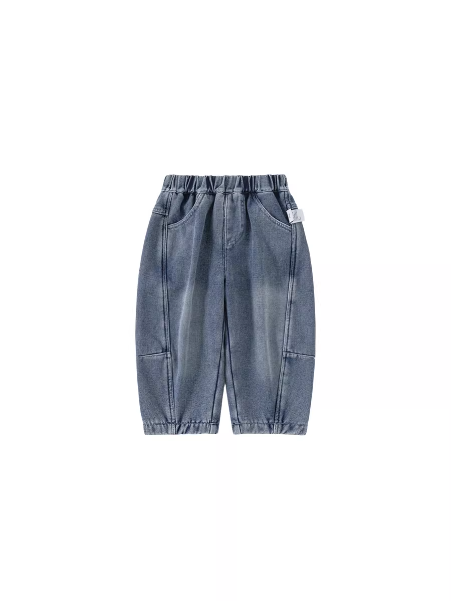 Quần bé trai INSbobo thu đông, quần bò lót lông trẻ em, mẫu mới đông 2025, quần dài trẻ em thời trang