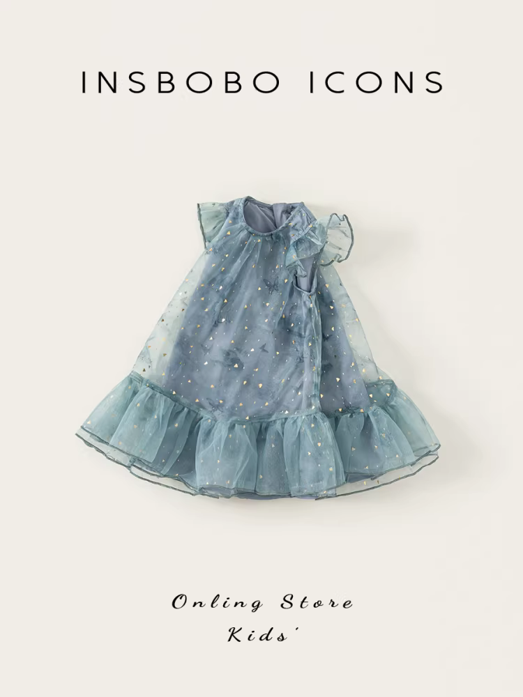 INSbobo váy bé gái mùa hè kiểu dáng mỏng váy bé gái một tuổi váy công chúa trẻ em váy lưới mùa hè