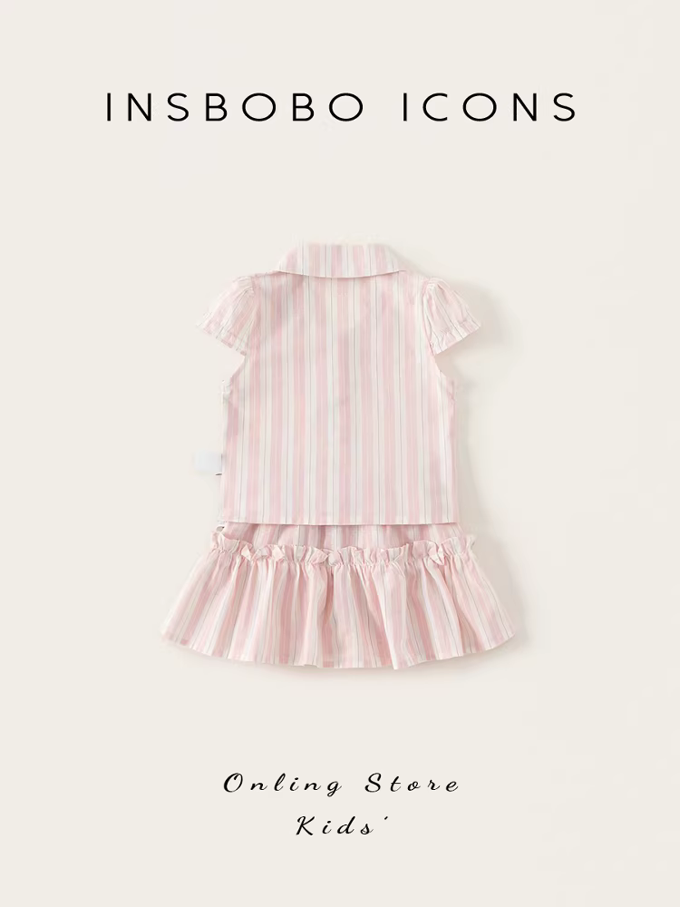 Quần áo hè INSbobo cho bé gái 2025, bộ đồ trẻ em mới, bộ váy hai mảnh cho bé gái, quần áo trẻ em mùa hè