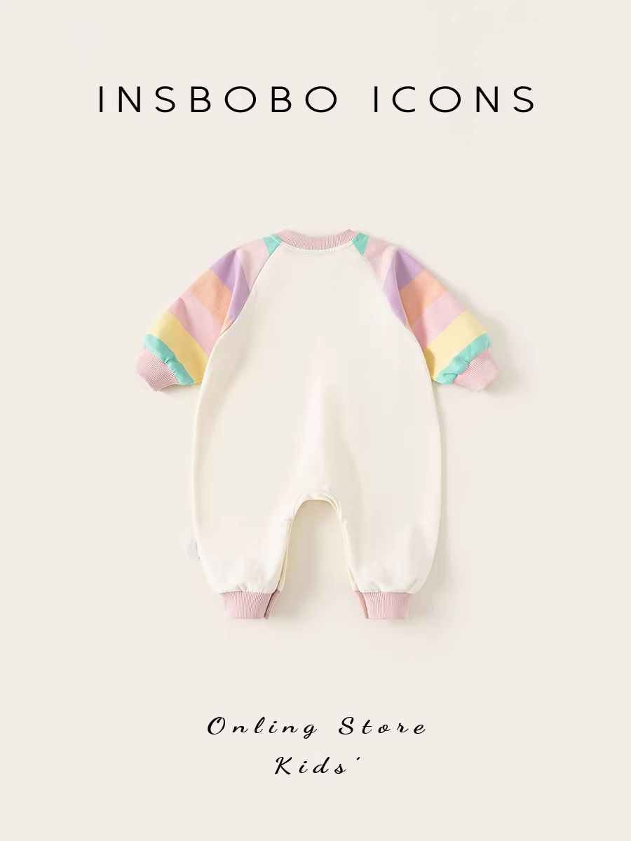 Bộ liền thân bé INSbobo thu đông 2025, quần áo sơ sinh mới, bộ liền thân bé mùa xuân thu, quần áo trẻ em