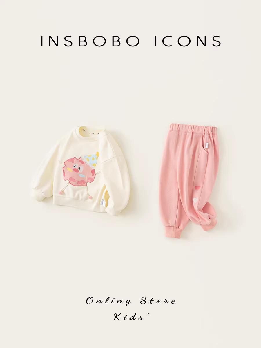 Bộ trang phục thu đông INSbobo cho bé gái 2025, kiểu dáng thu mới, áo len dài tay hai mảnh thời trang