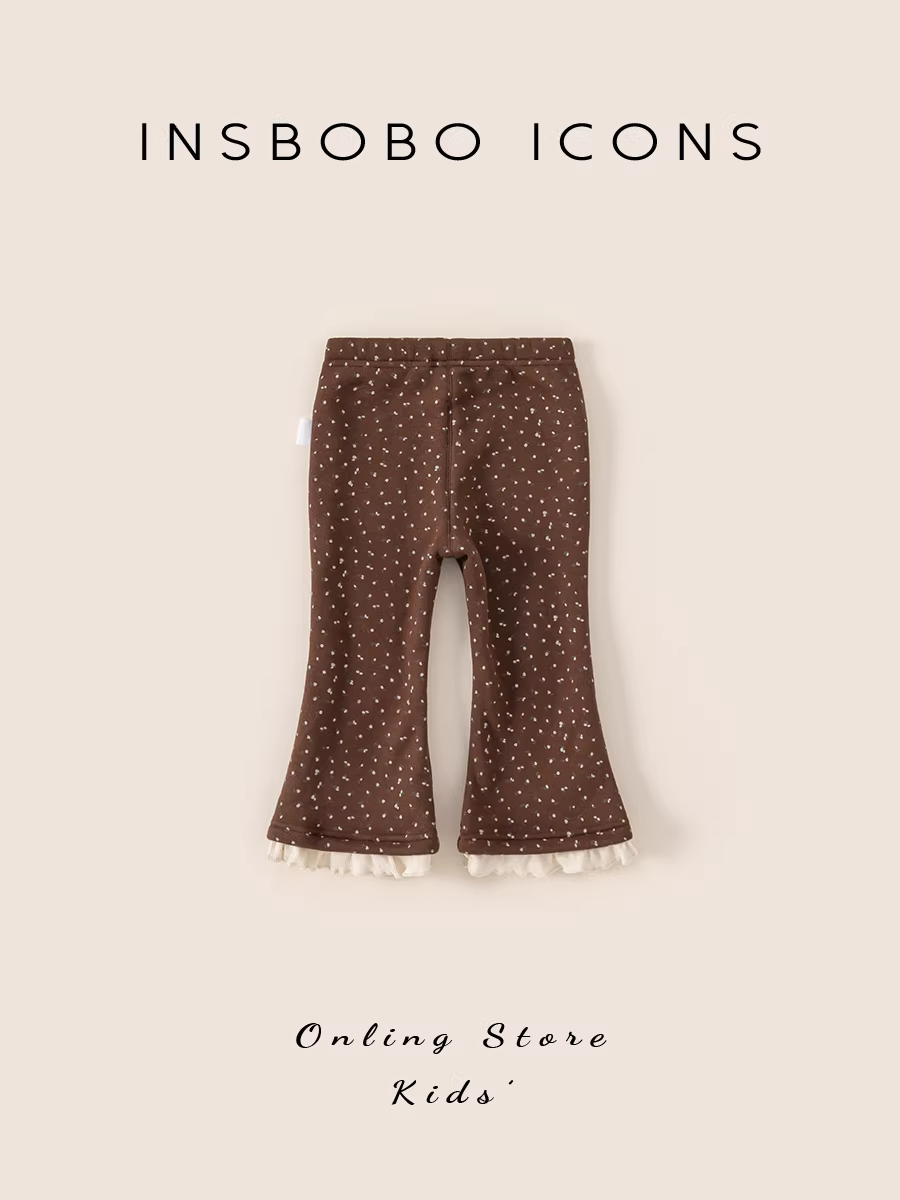 Quần bé gái INSbobo thu đông 2025 kiểu mới, quần dài lót lông cừu dày dặn, quần trẻ em dày dặn, phong cách thường ngày, thời trang mùa đông