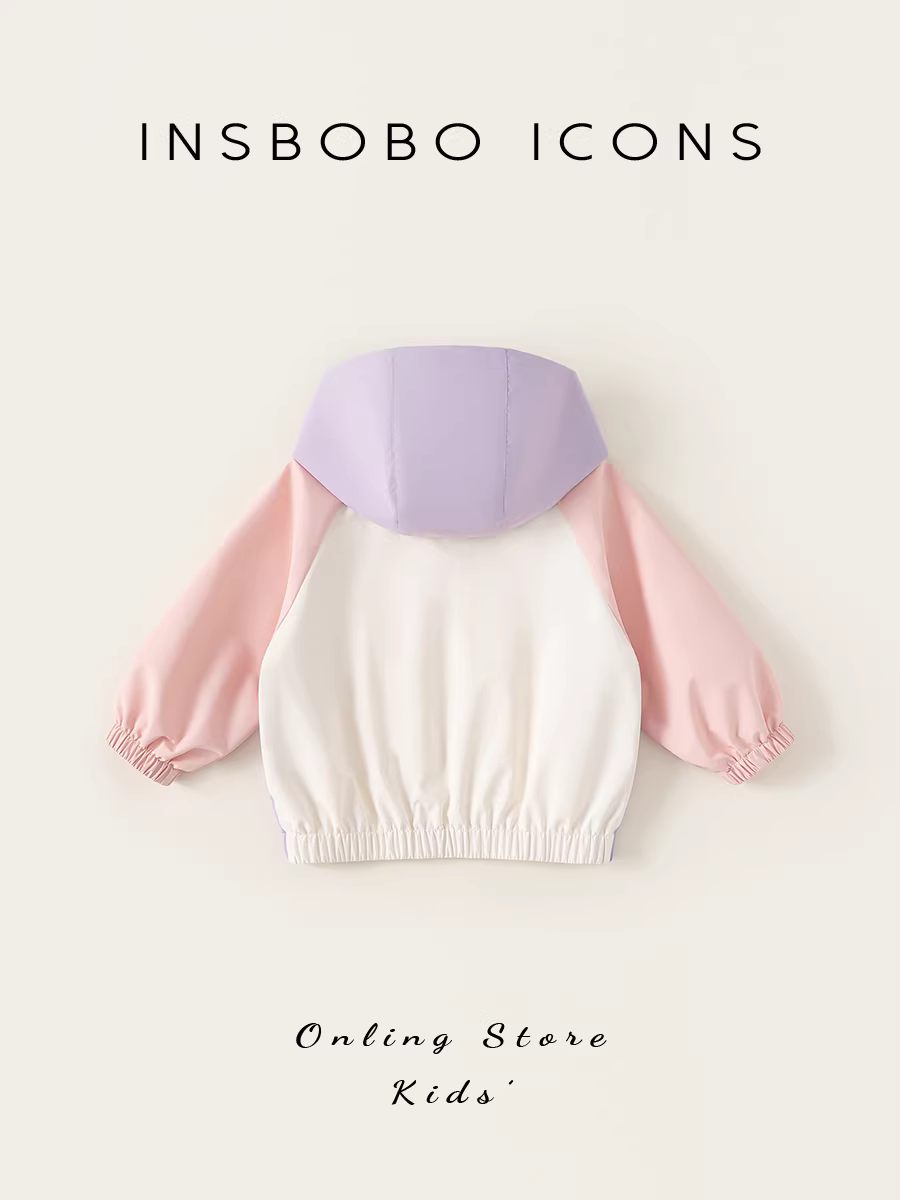 Áo khoác bé gái INSbobo mặc đầu thu 2025, áo khoác có mũ trẻ em mới mùa thu, quần áo trẻ em thời trang