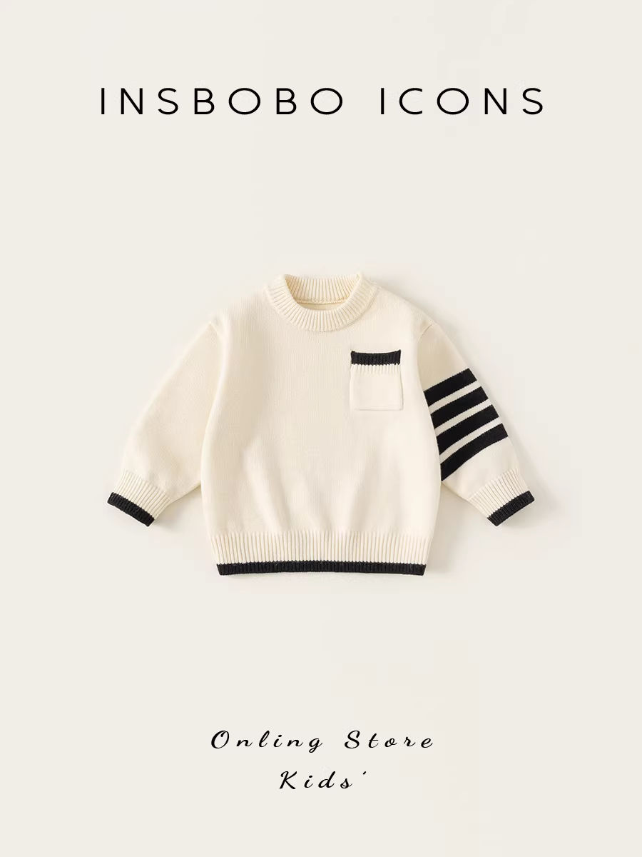 Áo len bé trai INSbobo thu đông 2025, áo len trẻ em mới, áo ấm thời trang cho bé trai, kiểu dáng hợp xu hướng