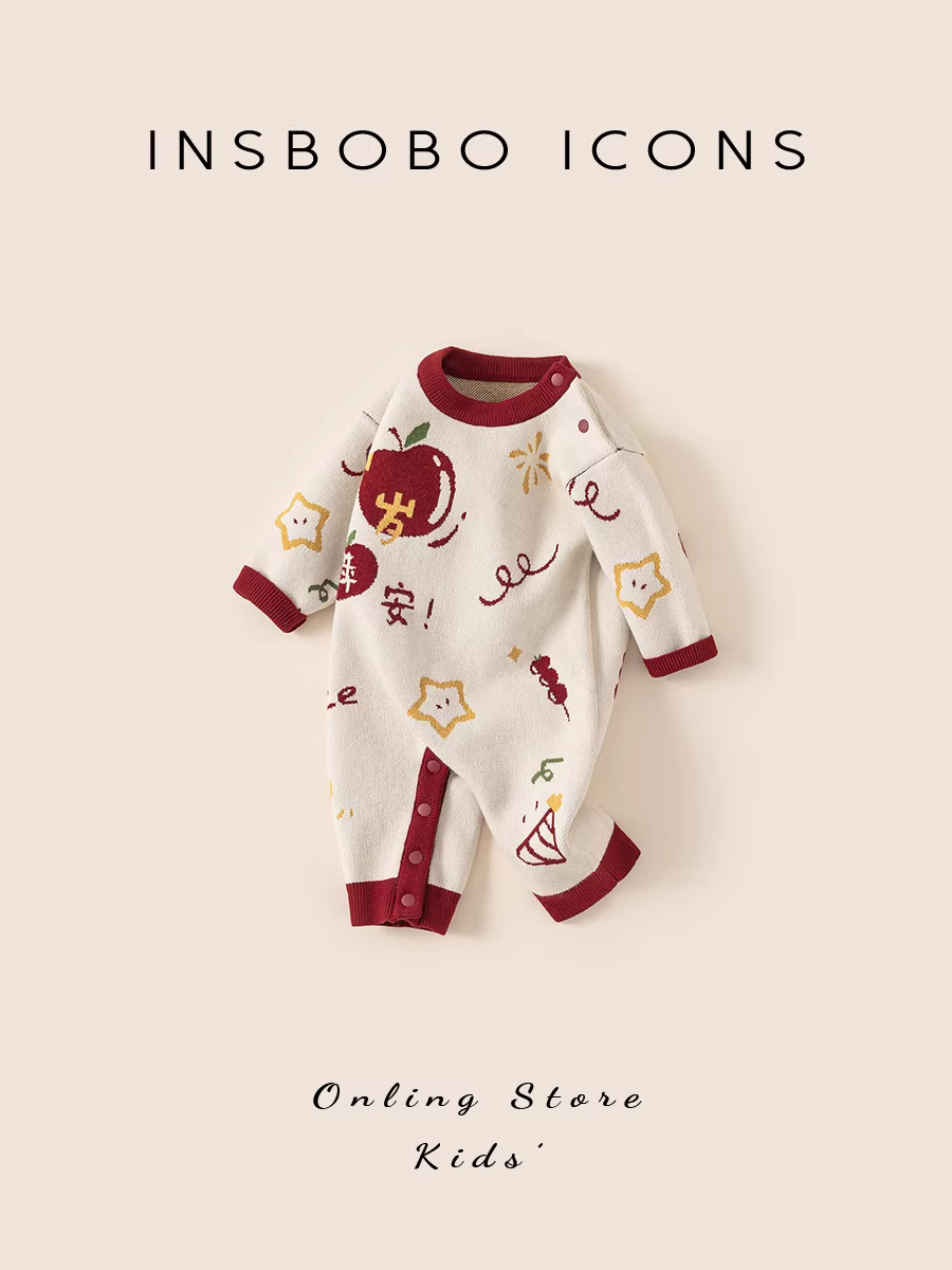Quần áo trẻ em INSbobo 2025 bộ liền thân mới cho bé đi chơi mùa đông, áo len thời trang cho trẻ sơ sinh mùa thu đông