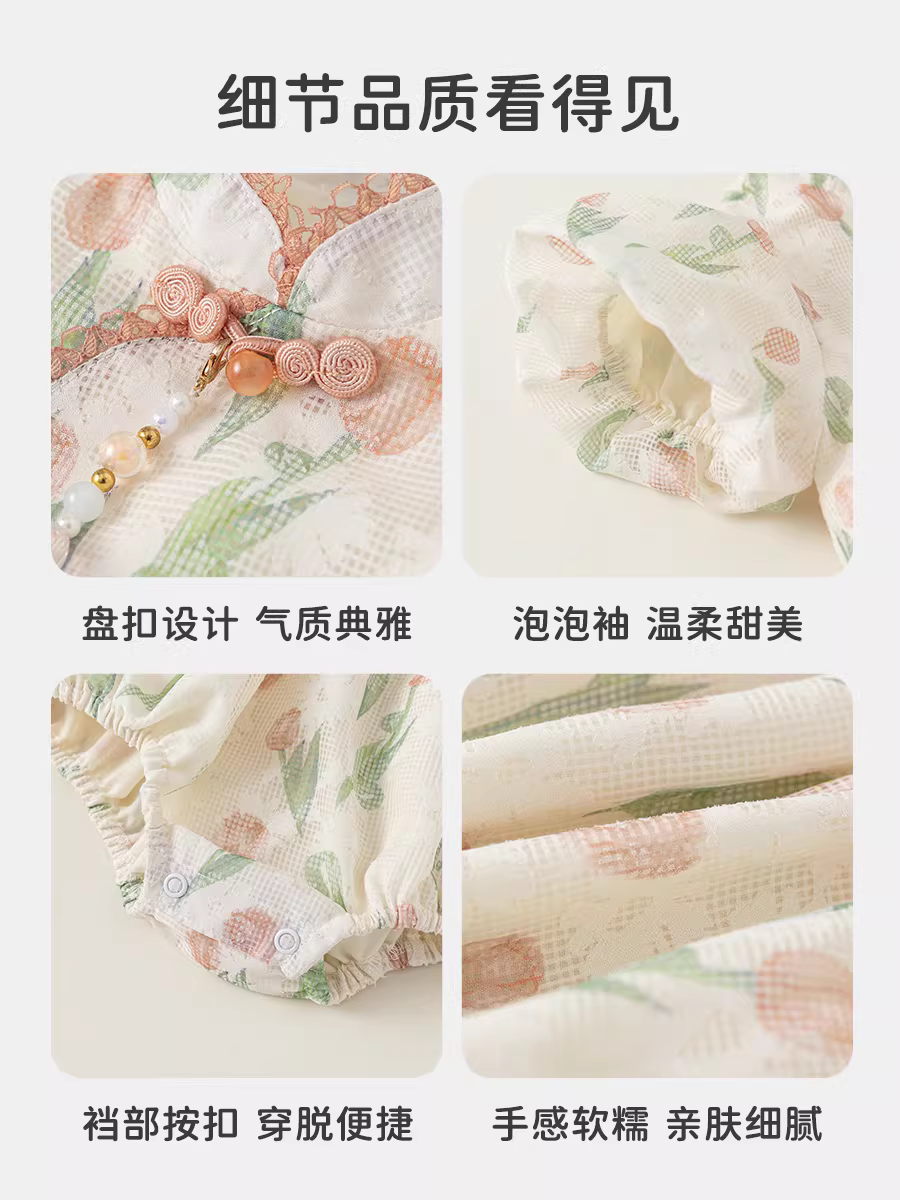 Quần áo trẻ em INSbobo mùa hè 2025, bộ liền thân mùa hè mới cho bé gái một tuổi, đầm thời trang, quần áo trẻ em