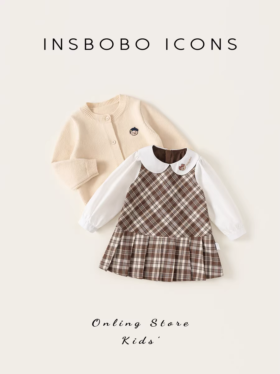 Váy bé gái INSbobon thu đông 2025, đầm bé gái dễ thương xuân thu, đầm bé sơ sinh một tuổi thời trang