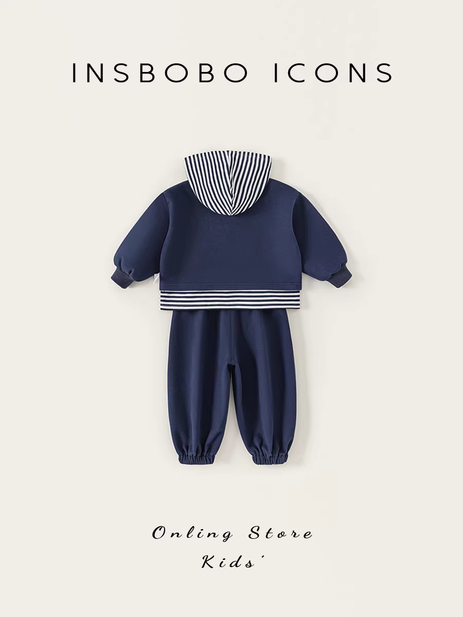 Bộ đồ thể thao bé trai INSbobo xuân thu 2025, bộ hai mảnh thời trang thu sớm cho bé