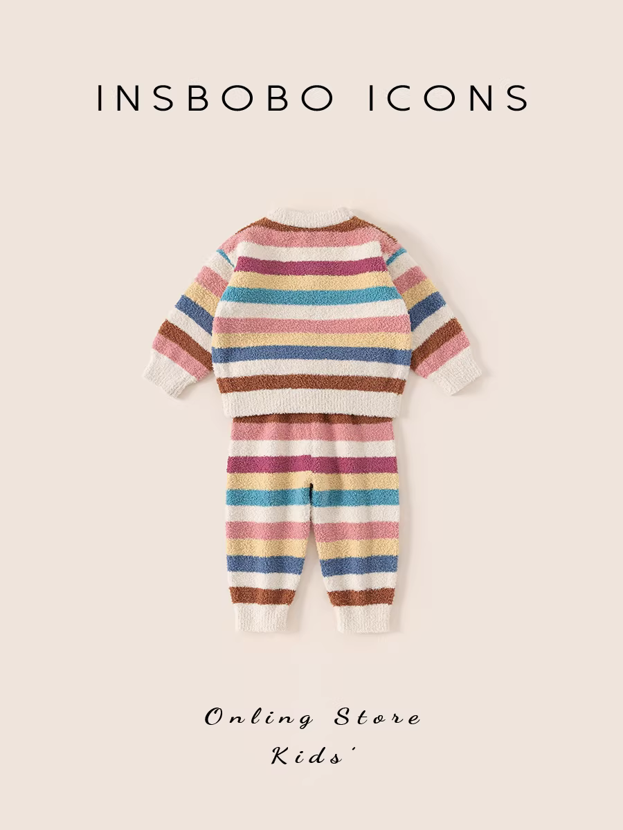 Bộ đồ ngủ trẻ em INSbobo mùa đông 2025 kiểu mới, đồ mặc nhà bé gái, quần ngủ trẻ em, mùa thu đông dày dặn