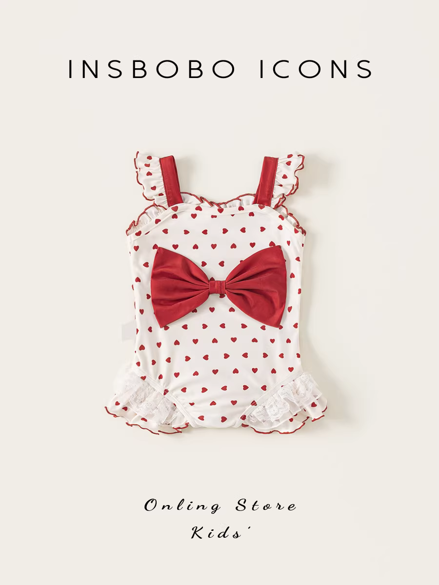 Đồ bơi bé gái INSbobo, bộ đồ bơi trẻ em mùa hè 2025, kiểu dáng thời trang, áo tắm dây cho bé gái