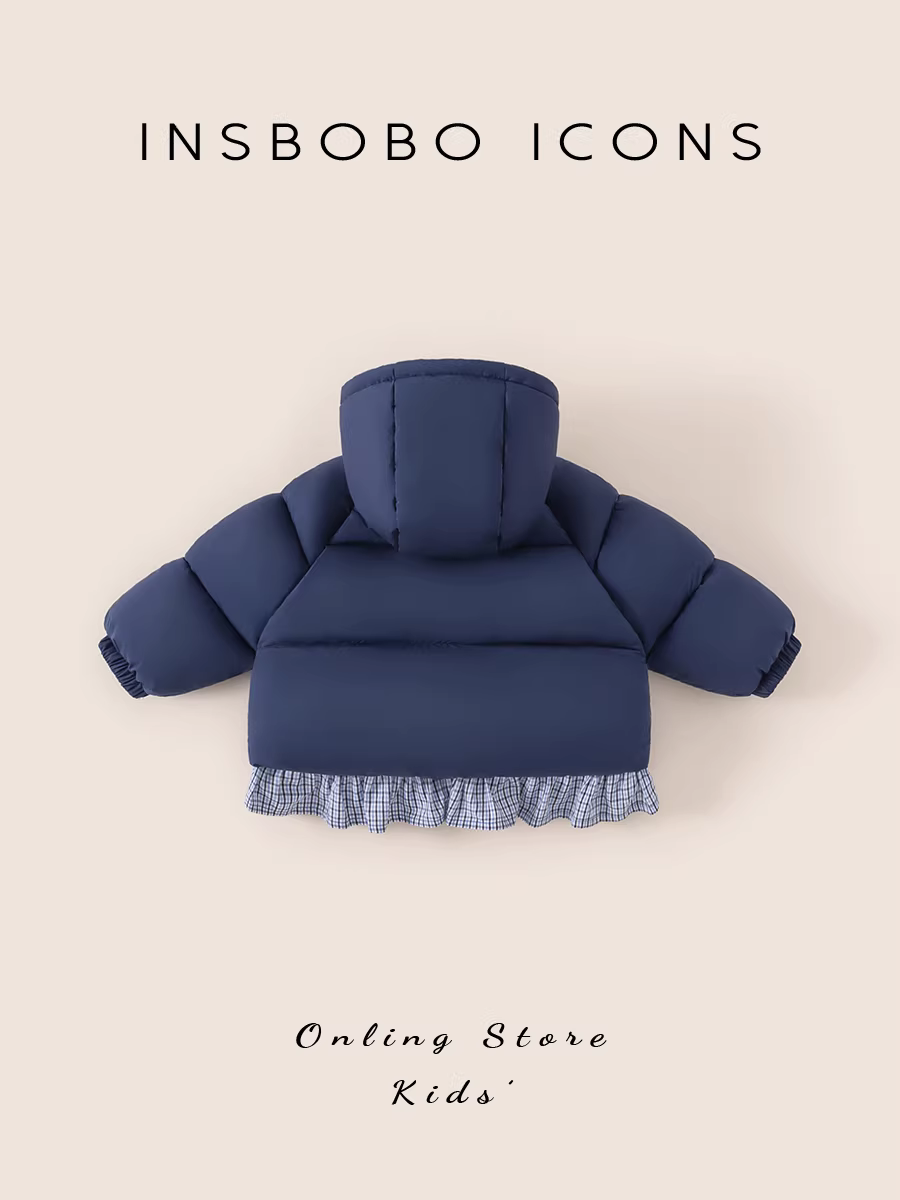 Áo khoác bông INSbobo cho bé gái mùa đông 2025, áo khoác cotton trẻ em thời trang dày dặn mới, áo khoác bông cho bé sơ sinh