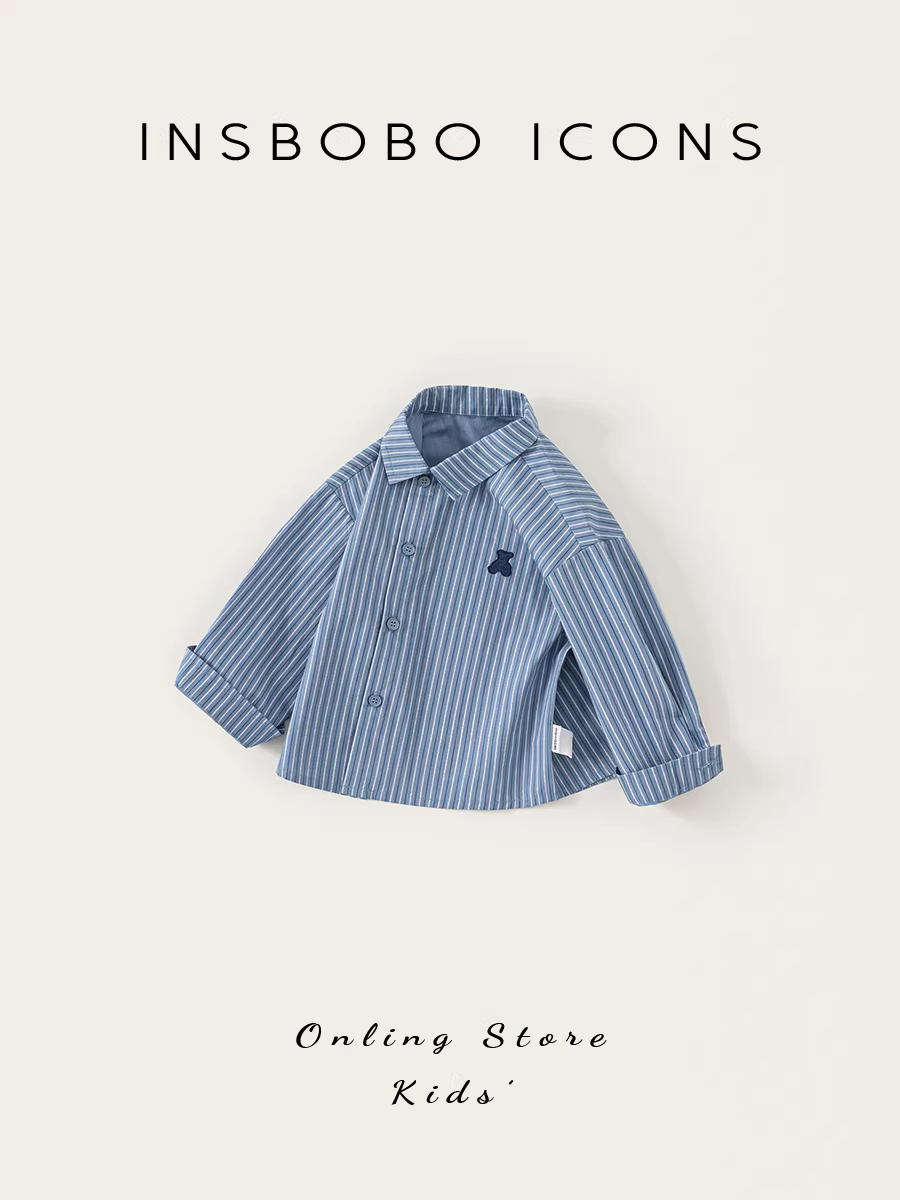 [Loạt sản phẩm Gấu bông] Áo sơ mi bé trai INSbobo Xuân Thu 2025 Áo sơ mi trẻ em mới Áo trẻ em thời trang
