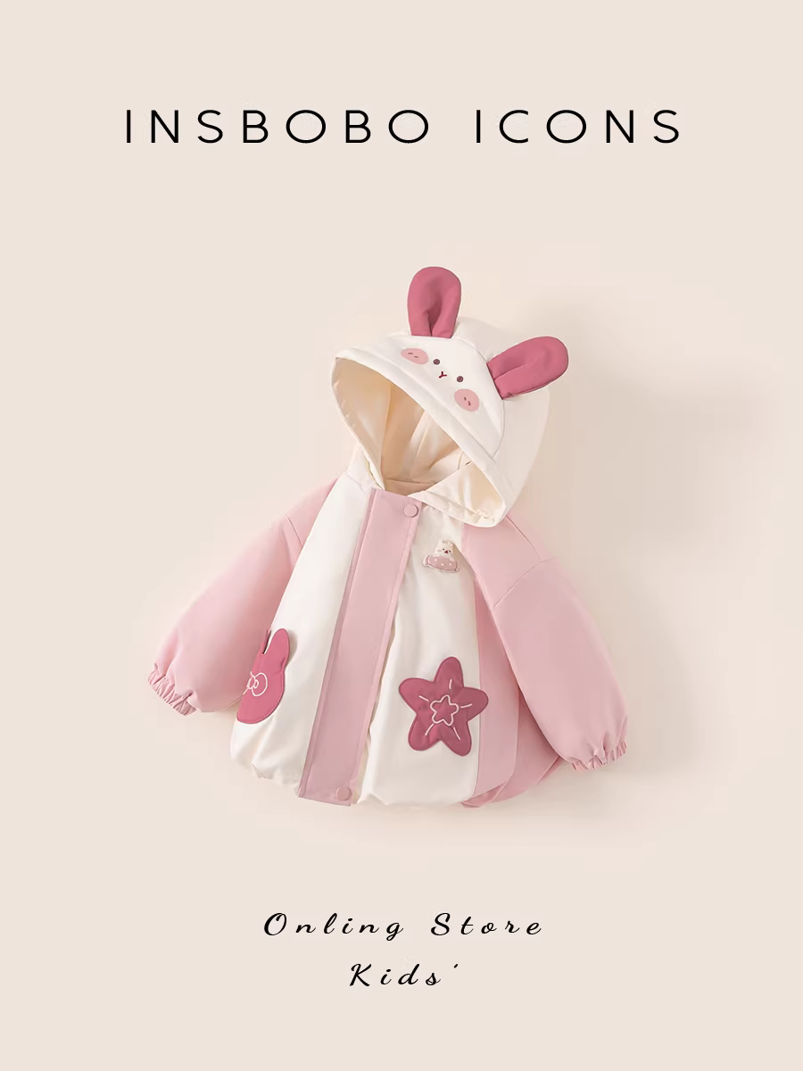 Quần áo cotton trẻ em INSbobo mùa đông 2025 kiểu mới thời trang bé gái áo ấm dày mùa thu đông