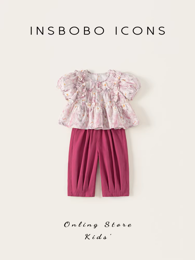 Trang phục mùa hè cho bé gái, quần áo mùa hè cho bé gái, quần áo trẻ em kiểu mới 2025, bộ hai mảnh áo búp bê thời trang, quần áo trẻ em hợp xu hướng