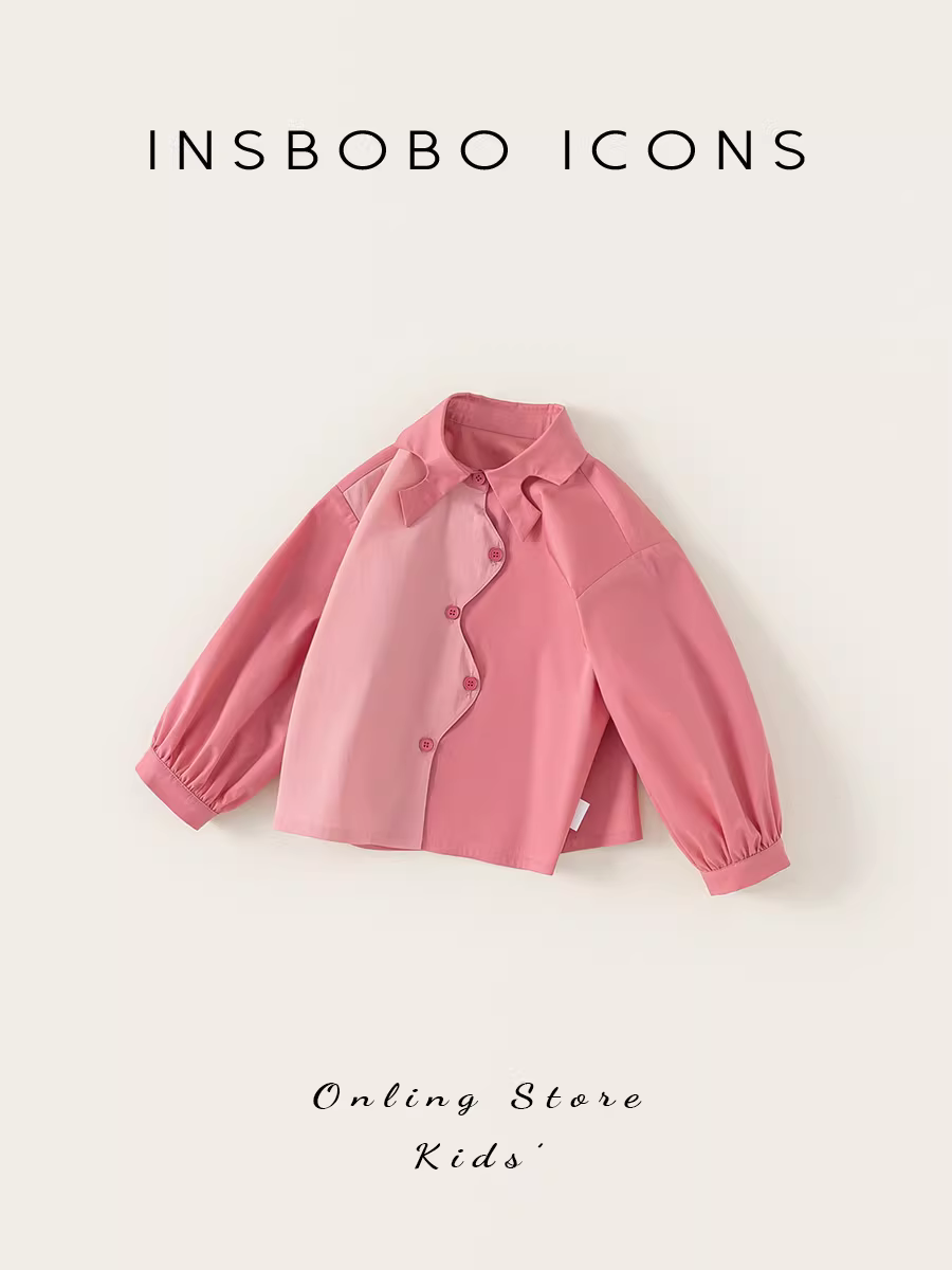 Áo sơ mi bé gái INSbobo quần áo mùa thu 2025 áo sơ mi trẻ em mùa thu mới áo bé gái áo sơ mi dài tay bé trai kiểu thường