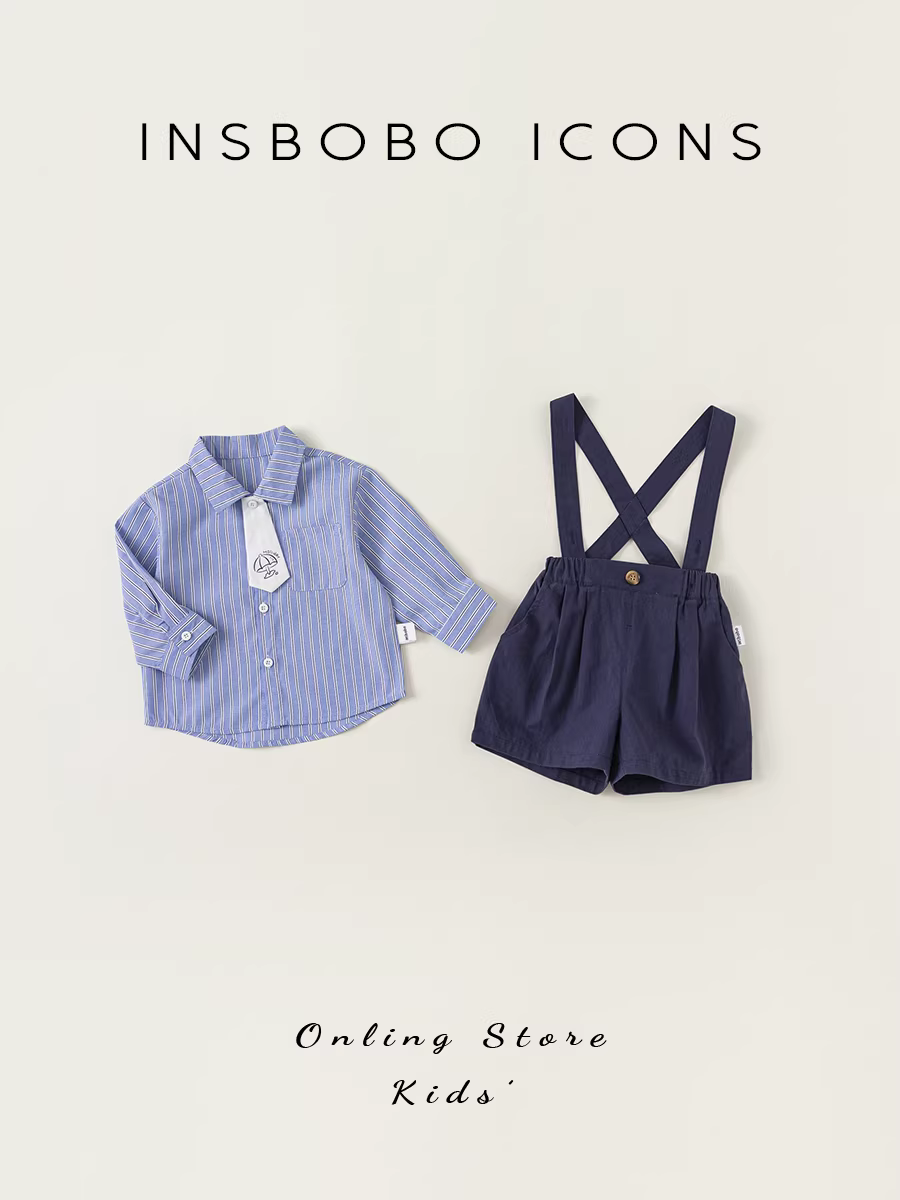 Bộ quần áo liền thân thu đông INSbobo cho bé trai, mẫu mới 2025, trang phục trẻ sơ sinh nhỏ, thời trang thu đông