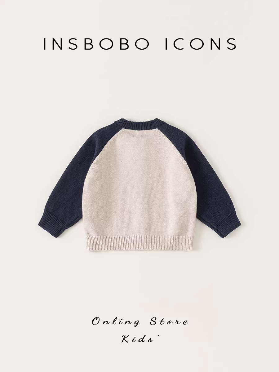 Áo len bé trai INSbobo mùa đông 2025 mới, dày dặn, chất liệu dệt kim, thời trang mùa đông cho trẻ em
