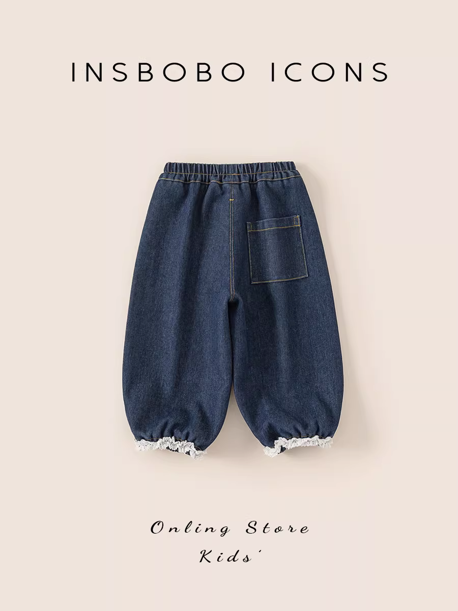 Quần jeans trẻ em INSbobo, kiểu mới thu đông 2025, quần dài bé gái, quần bé mặc thường ngày thu đông