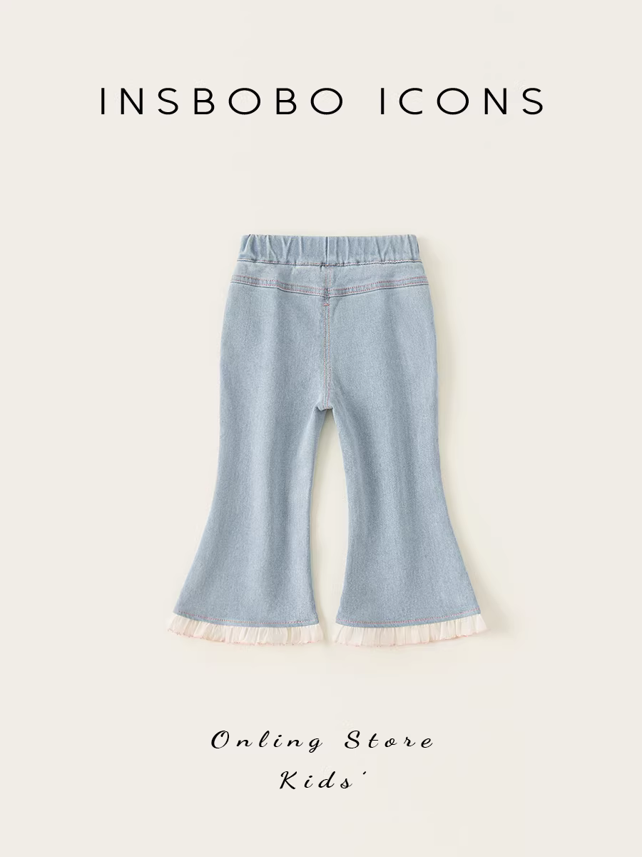 Quần bé gái INSbobo kiểu mới thu đông 2025, quần bò bé gái, quần loe trẻ em, thời trang trẻ em