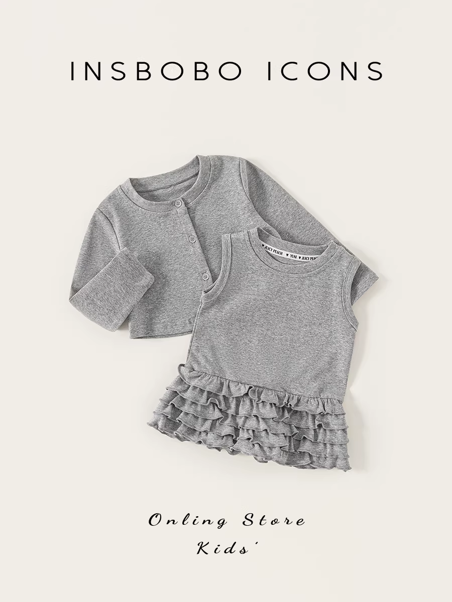 Bộ trang phục bé gái INSbobo mùa thu sớm 2025, trang phục bé gái mùa thu mới, váy trẻ em, quần áo trẻ em thời trang, quần áo trẻ em hợp xu hướng