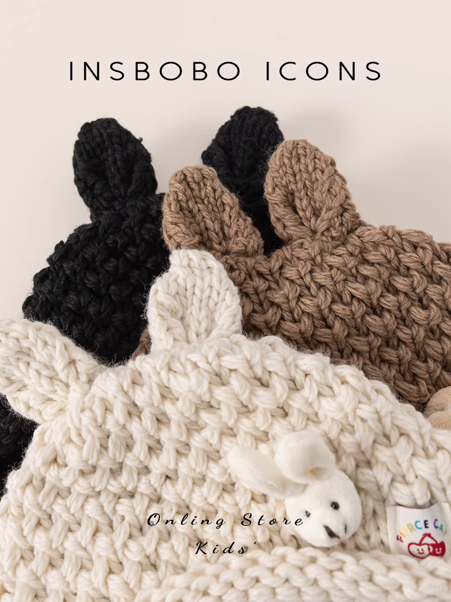 Mũ len trẻ em INSbobo mùa đông 2025, mũ len bé gái kiểu mới, mũ giữ ấm cho bé sơ sinh mùa thu đông