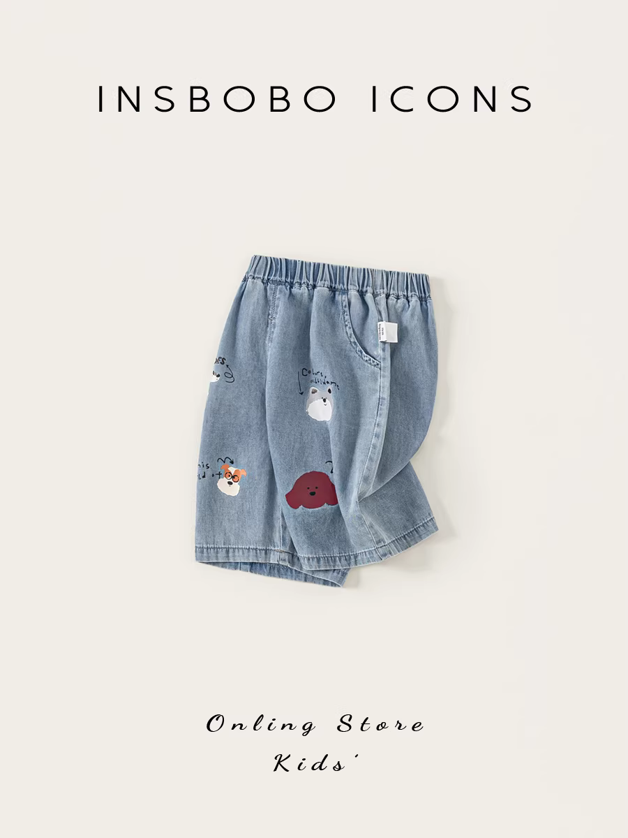 Quần trẻ em INSbobo hè 2025 quần đùi bé trai quần jean bé gái mùa hè quần áo trẻ em thời trang