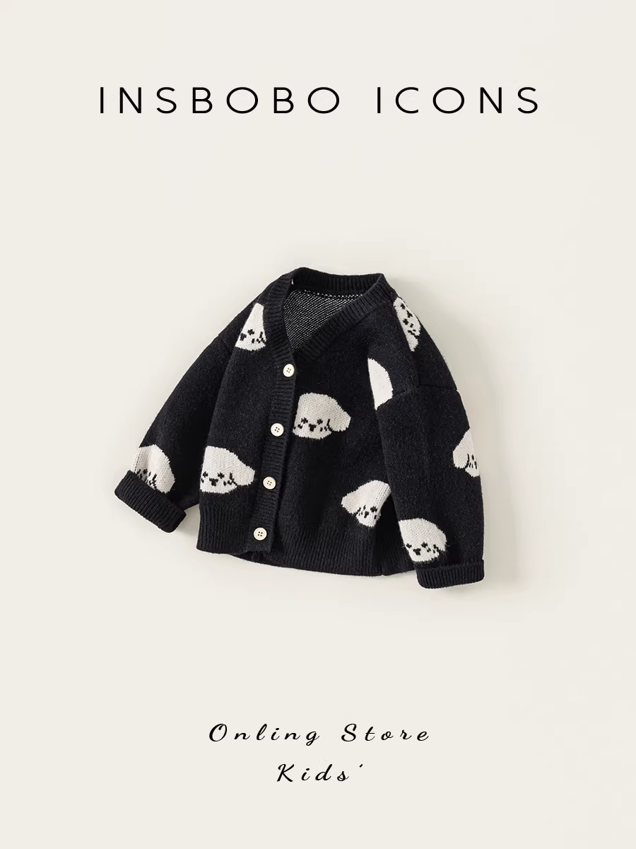 Áo len bé trai INSbobo thu đông 2025 kiểu dáng thời trang, áo khoác len trẻ em thu đông, quần áo trẻ em