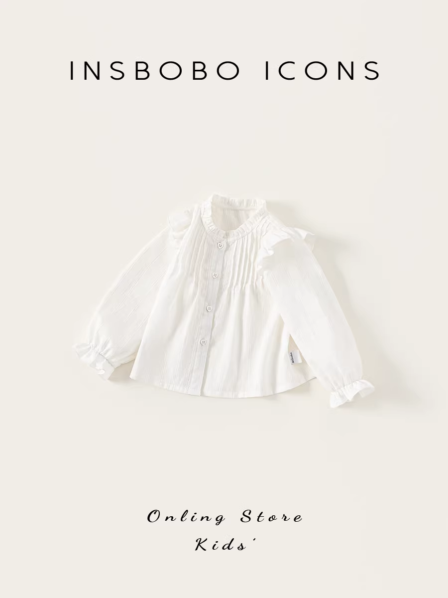 Áo sơ mi bé gái INSbobo thu đông 2025, áo trẻ em xuân thu, áo bé gái xinh xắn, thời trang trẻ em