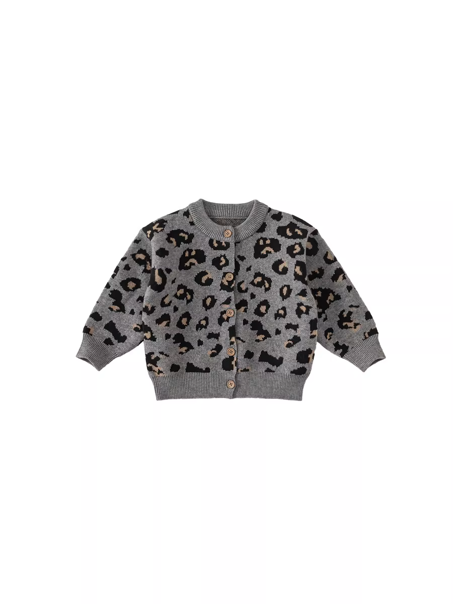 Áo len trẻ em INSbobo thu đông 2025, kiểu dáng thời trang cho bé trai, áo len họa tiết báo, áo kiểu giản dị cho bé gái, quần áo mùa thu