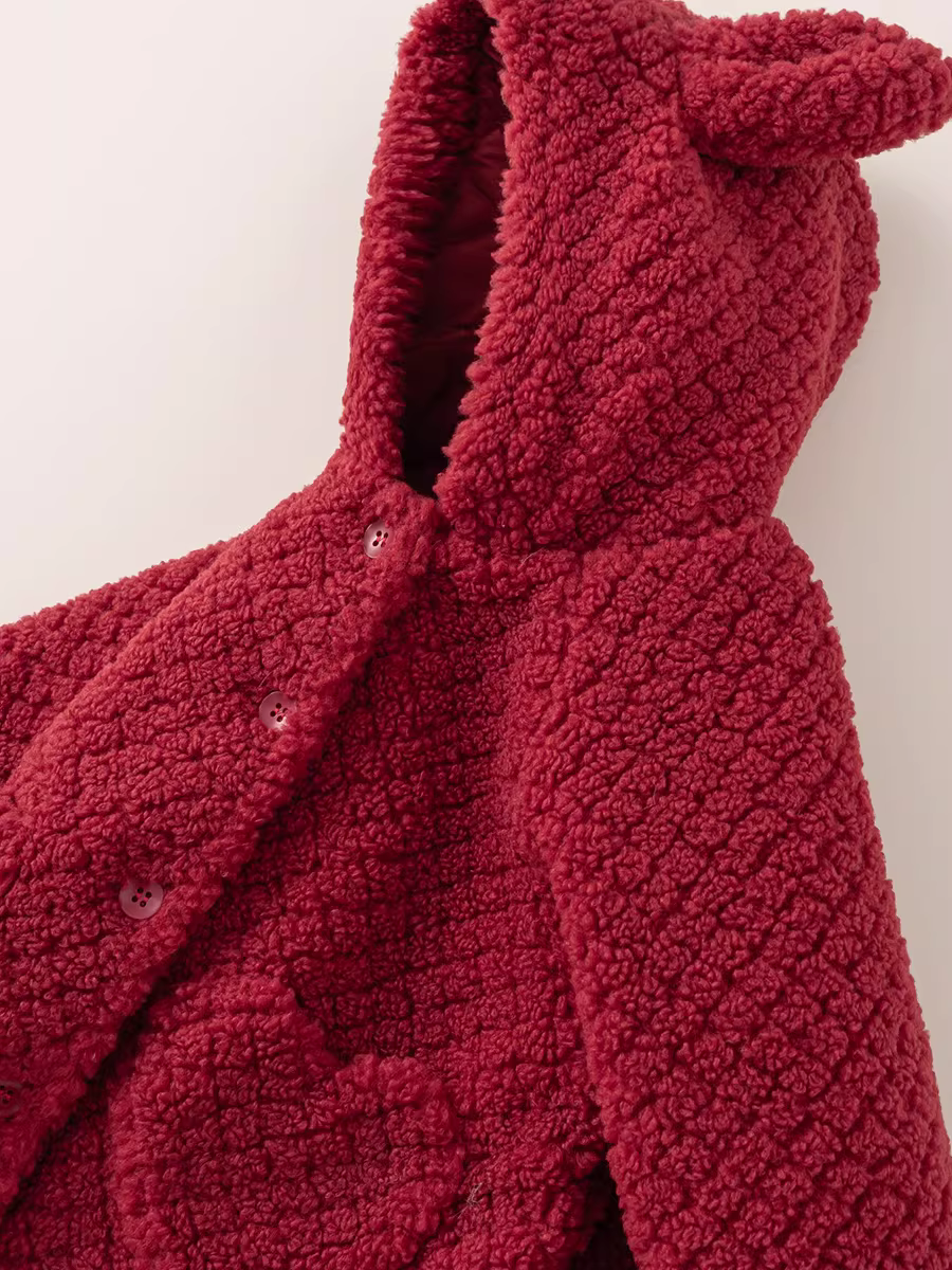 Áo khoác lót bông màu đỏ cho bé gái, quần áo mùa đông trẻ em kiểu mới 2025, trang phục Tết bé gái, quần áo cotton cho bé gái, quần áo mùa đông trẻ em