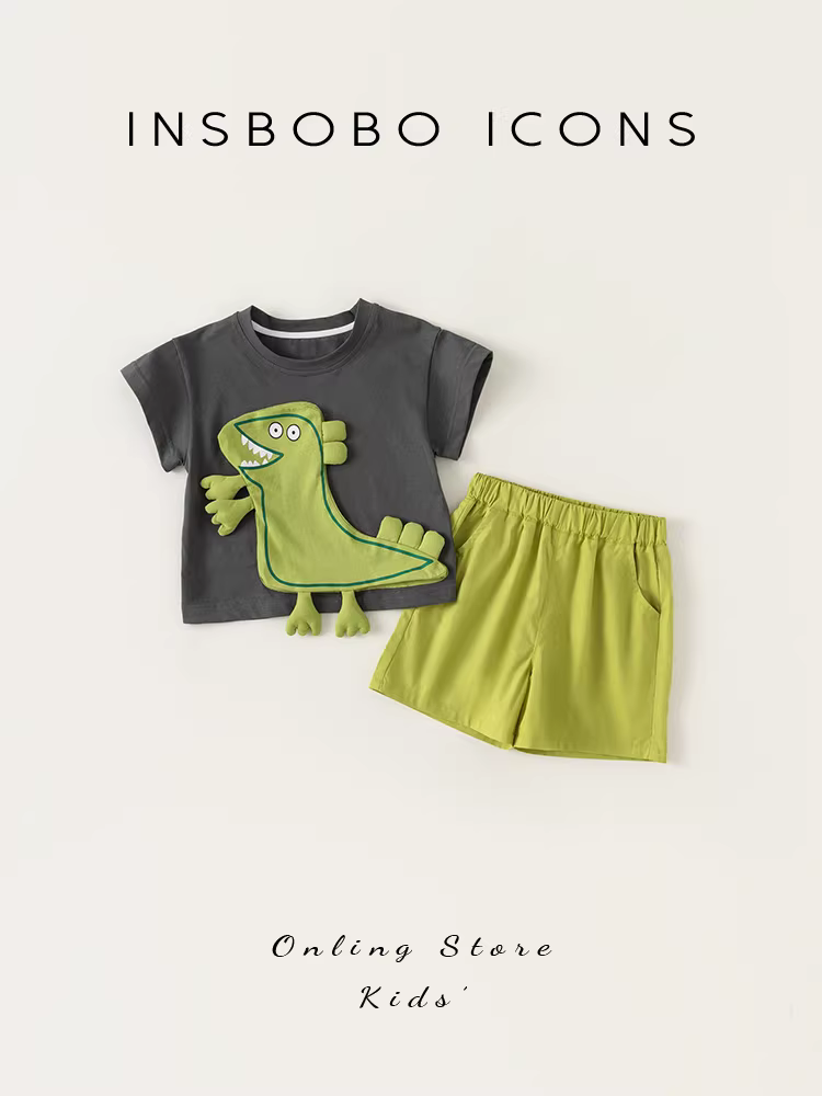 Bộ trang phục hè cho bé trai 2025 kiểu mới, bộ trang phục thời trang cho bé gái, quần áo trẻ em hot trend mạng xã hội, bộ hai mảnh hè