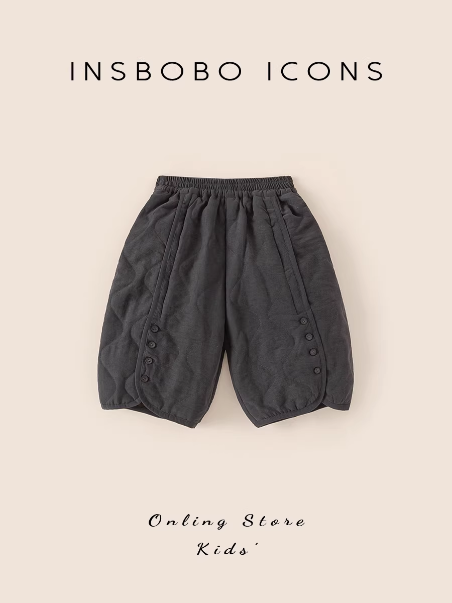 Quần INSbobo bé gái mùa đông 2025 kiểu mới, quần bé trai dày dặn, quần dài bé thời trang thu đông