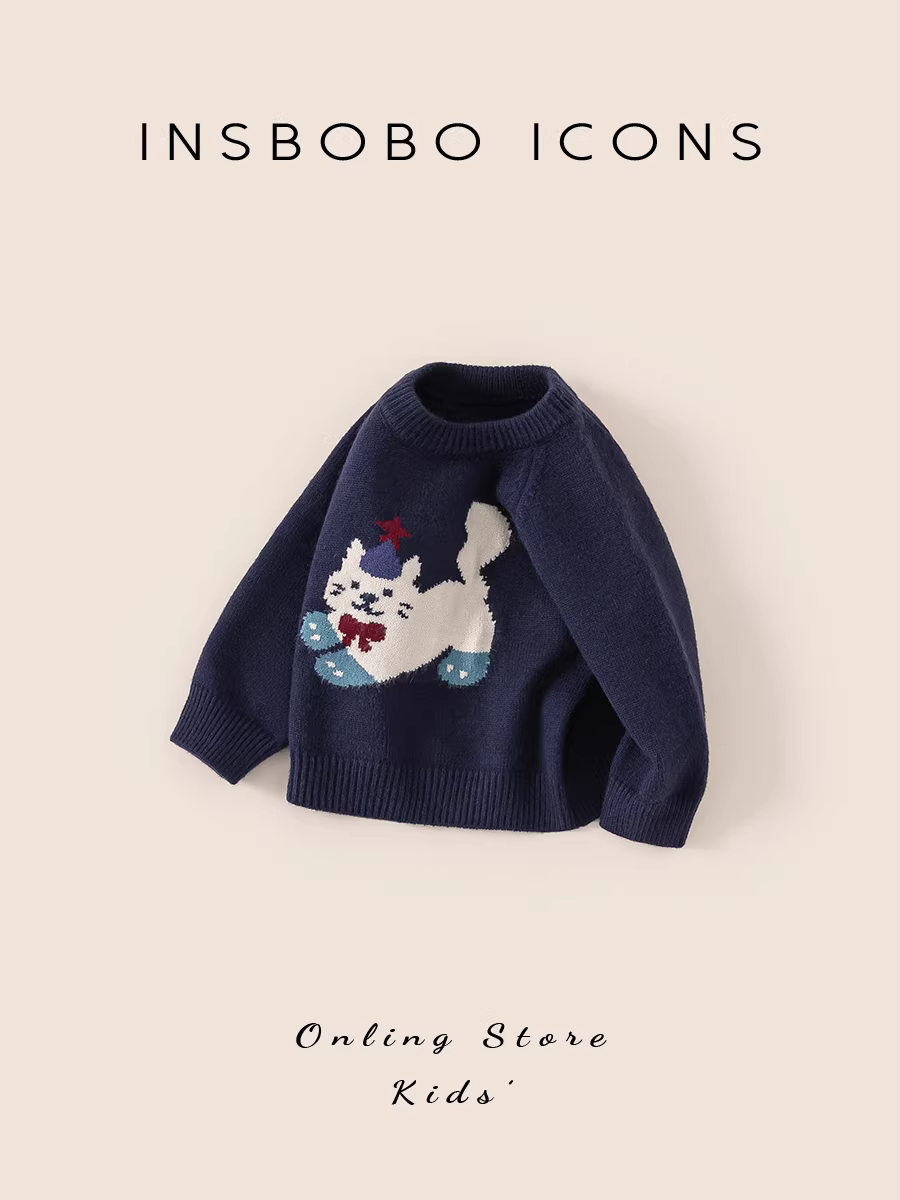 Áo len INSbobo bé gái mùa đông 2025 kiểu mới, áo len dày dặn bé trai, áo len lót trẻ em, quần áo mùa đông