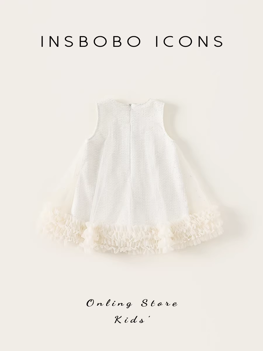 Váy bé gái INSbobo xuân thu 2025, váy lưới trẻ em mới, trang phục mùa thu cho bé, váy công chúa, quần áo trẻ em thời trang