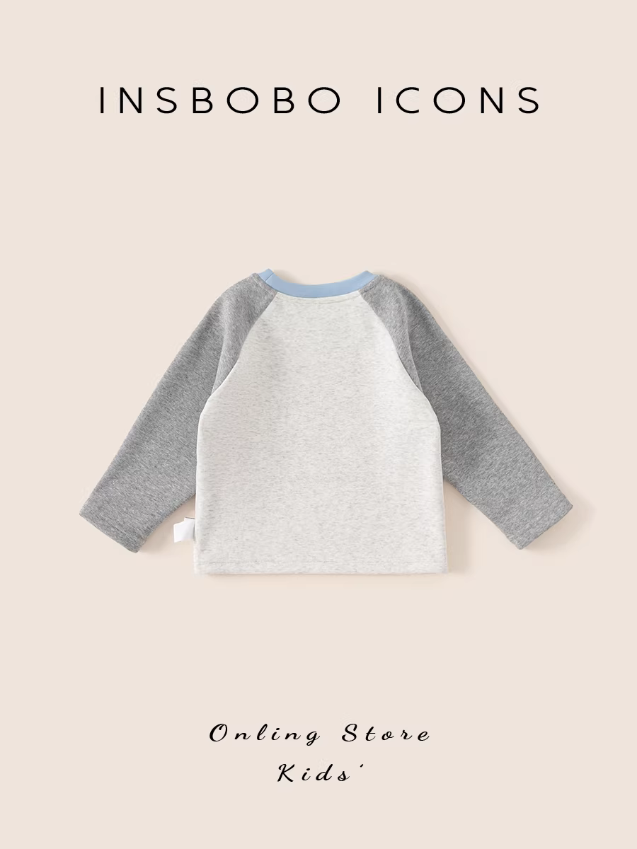 Áo thun bé gái INSbobo mùa đông 2025, kiểu dáng mới dày dặn, tay dài, thời trang thu đông cho bé.
