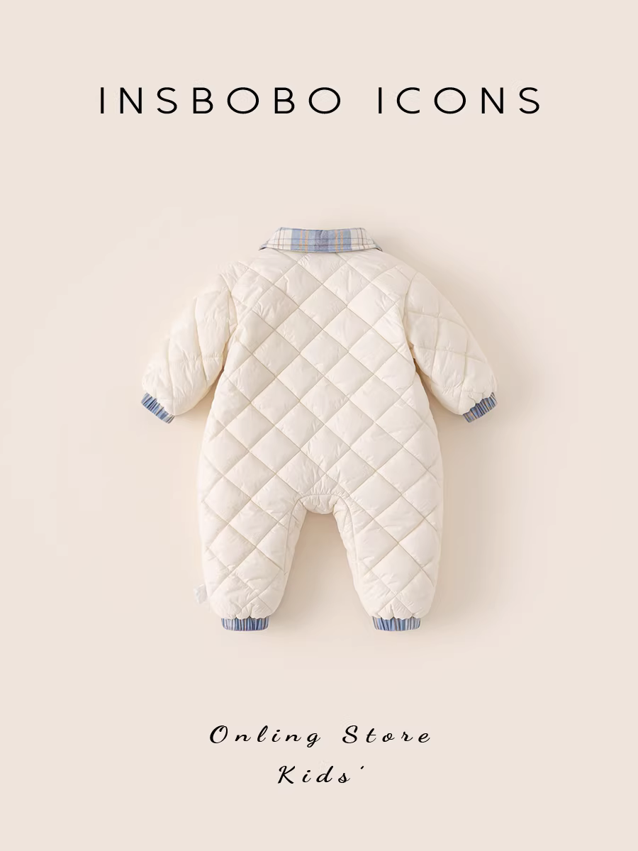 Bộ liền thân bé INSbobo 2025 mới, dễ thương, đồ bò cho bé sơ sinh, chất liệu dày dặn, mùa thu đông, tay dài
