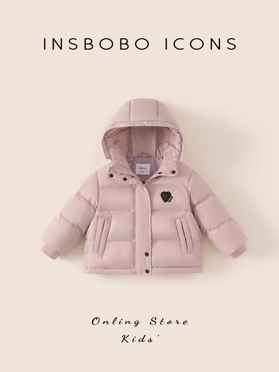 Áo khoác phao trẻ em INSbobo thu đông kiểu mới, áo phao mùa đông cho bé gái, 90% lông vũ trắng, áo phao đơn giản cho bé trai, giữ ấm