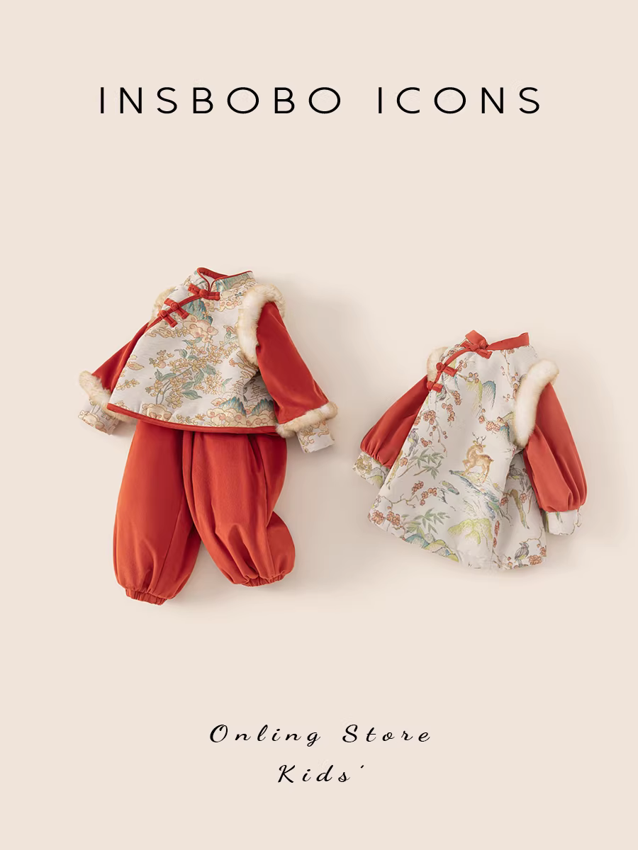 Trang phục Hanfu dành cho bé gái Quần áo trẻ em Váy bé gái một tuổi Bộ đồ Tang của bé gái Bộ lót lông cừu mùa đông phong cách cổ xưa