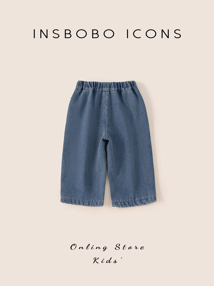Quần bé gái INSbobo 2025 kiểu dáng mới thời trang, quần bò mùa đông dày dặn, quần thường ngày cho bé mùa thu đông