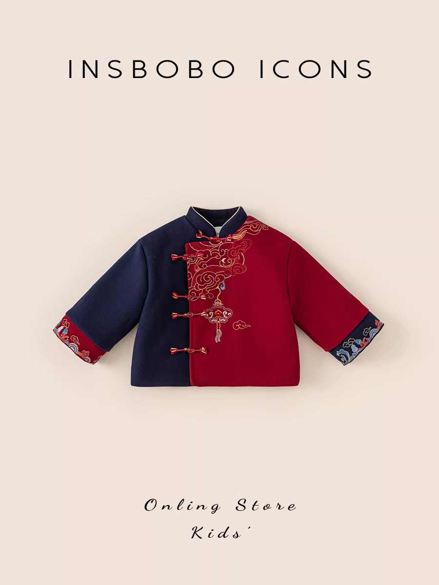 Bộ đồ truyền thống Trung Hoa INSbobo cho trẻ em Thu Đông 2024 kiểu mới, trang phục sinh nhật 1 tuổi, áo Hanfu cho bé trai, áo kiểu Trung Hoa cho bé gái, quần áo mùa đông