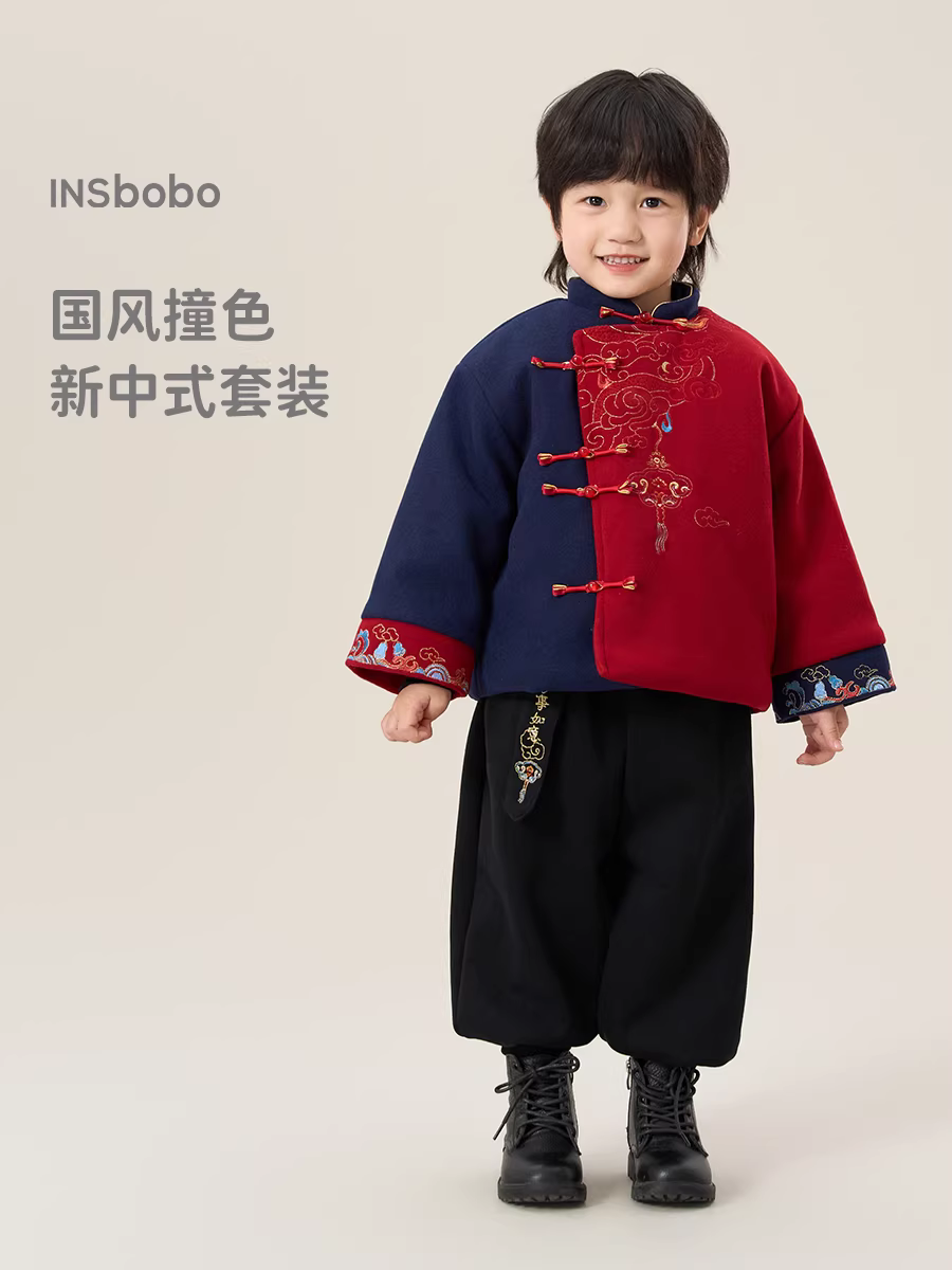 Trang phục lễ nghi Hanfu cho bé trai một tuổi, bộ đồ trẻ em cho bé trai, bộ đồ Tang dày kiểu Trung Quốc mới dành cho trẻ mới biết đi, bộ đồ Tang truyền thống kiểu Trung Quốc dành cho bé trai trong mùa đông.