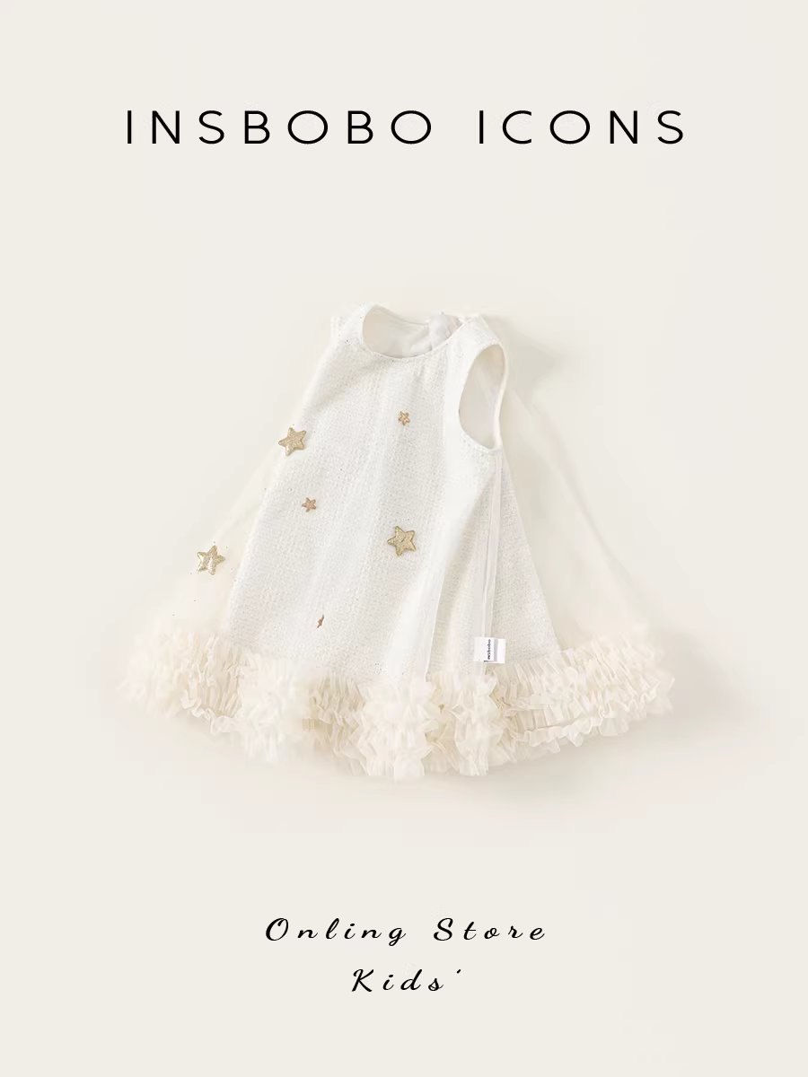 Váy bé gái INSbobo xuân thu 2025, váy lưới trẻ em mới, trang phục mùa thu cho bé, váy công chúa, quần áo trẻ em thời trang