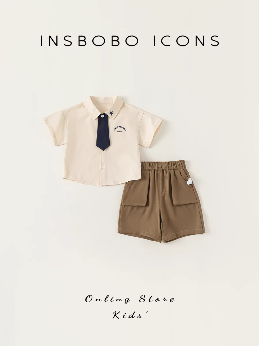 Bộ trang phục mùa hè cho bé trai, bộ vest phong cách học sinh, bộ hai mảnh lịch lãm, quần áo trẻ em, kiểu mới hè 2025, trang phục cho anh chị em, hợp thời trang.