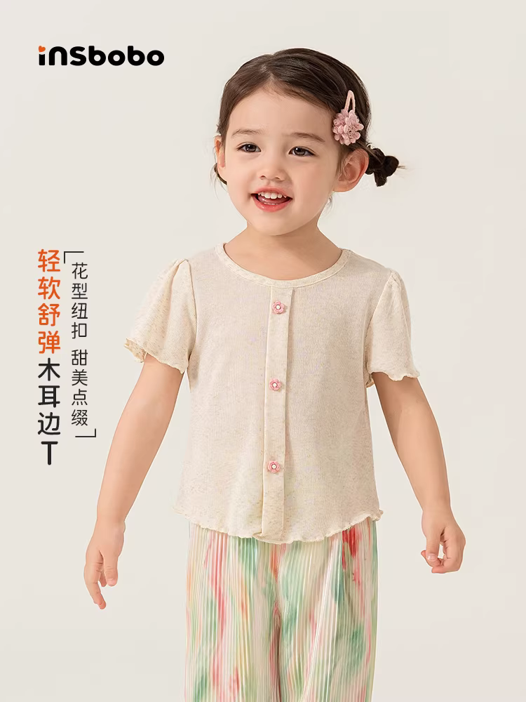 Áo thun bé gái tay ngắn kiểu mới 2025, quần áo bé gái mùa hè thời trang, áo trẻ em, trang phục mùa hè cho bé gái, quần áo trẻ em hợp xu hướng