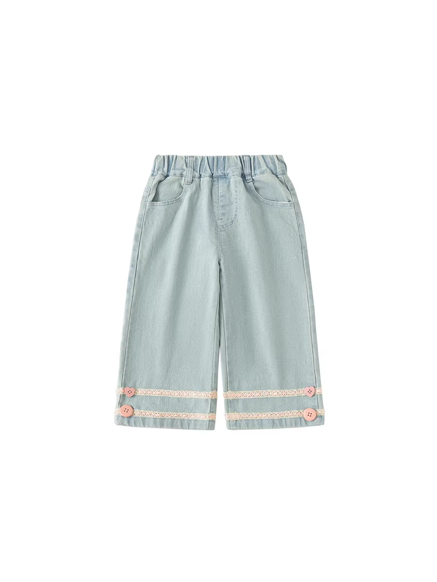 Quần thu INSbobo bé gái 2025 kiểu thu mới quần jean bé gái quần thẳng trẻ em quần dài bé